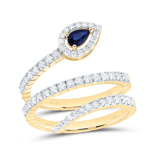 14K Yellow Or White Gold 5/8Cttw Natural Diamond 5X3Mm Pear Gem Ring