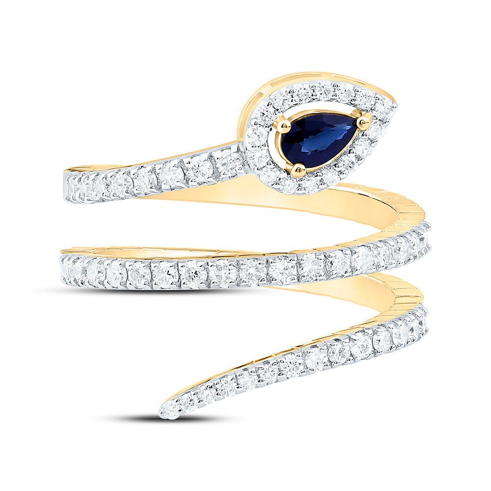 14K Yellow Or White Gold 5/8Cttw Natural Diamond 5X3Mm Pear Gem Ring