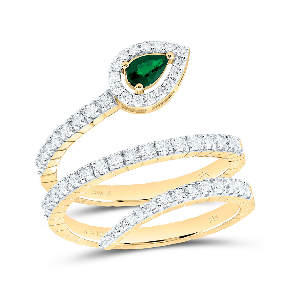 14K Yellow Or White Gold 5/8Cttw Natural Diamond 5X3Mm Pear Gem Ring