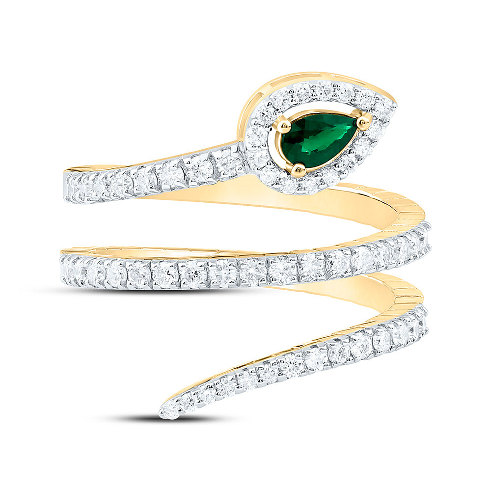 14K Yellow Or White Gold 5/8Cttw Natural Diamond 5X3Mm Pear Gem Ring