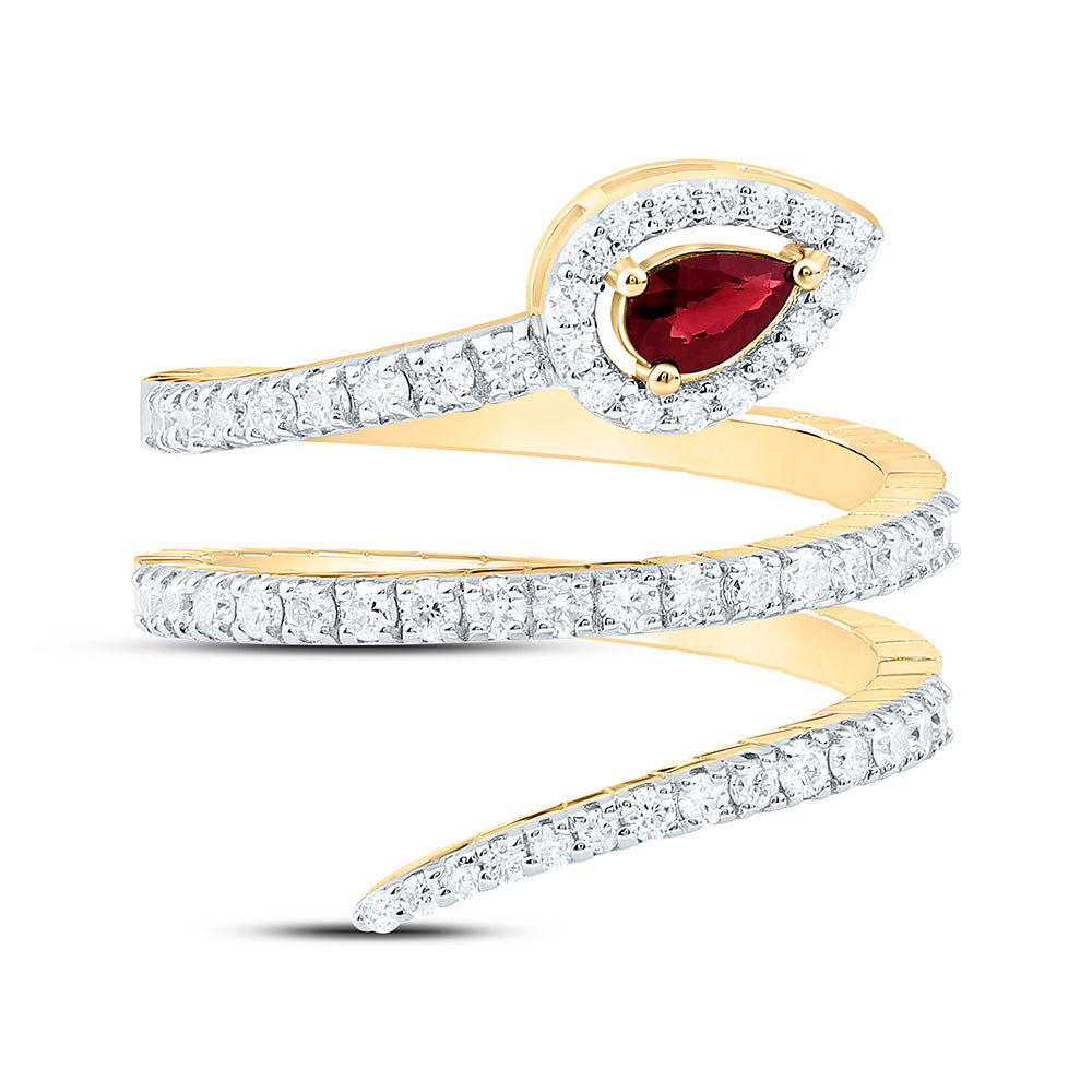 14K Yellow Or White Gold 5/8Cttw Natural Diamond 5X3Mm Pear Gem Ring