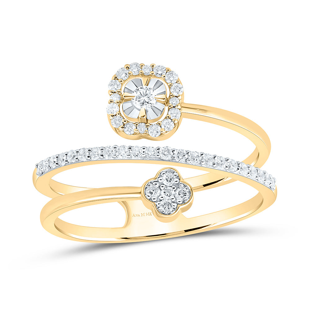 14K Yellow Gold 1/4Ctw Natural Diamond Ana M Fashion Ring