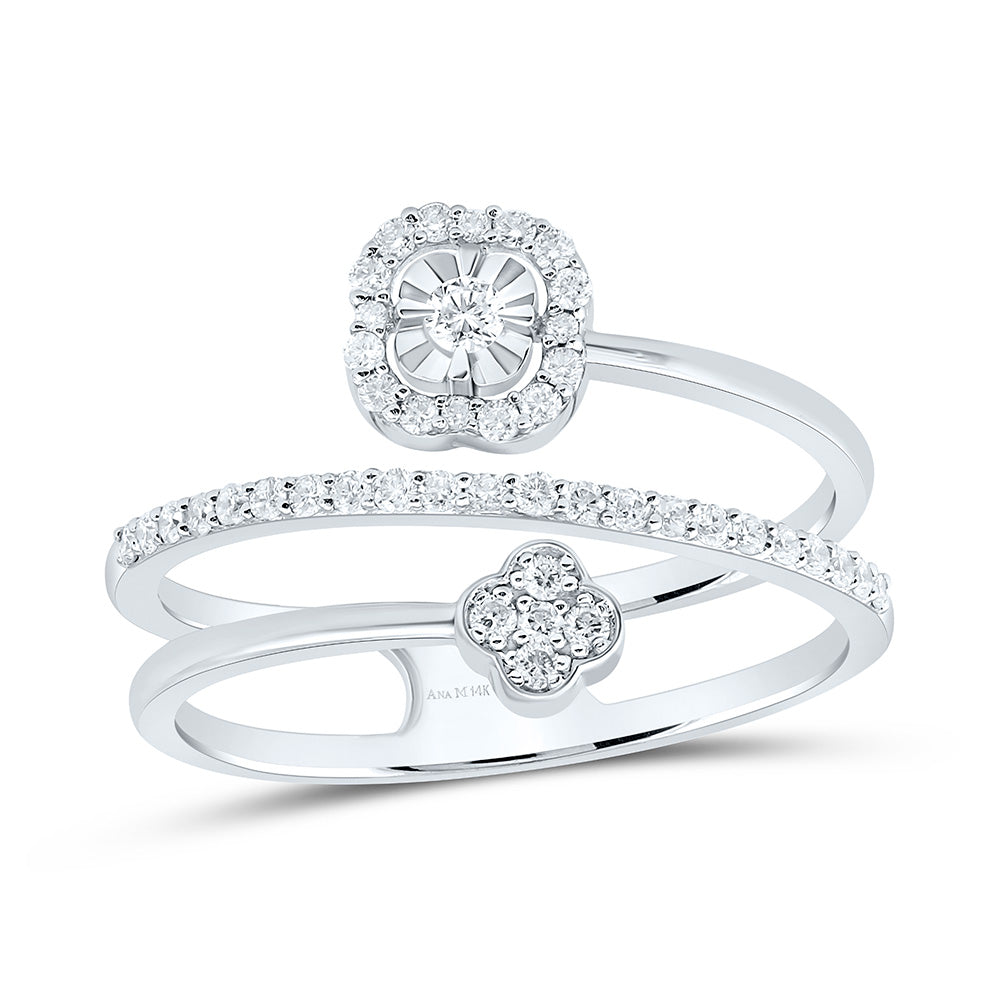 14K White Gold 1/4Cttw Natural Diamond Fashion Ring