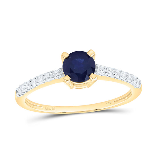 14K Yellow Or White Gold 1/5Cttw Natural Diamond 5.3Mm Round Gem Ring