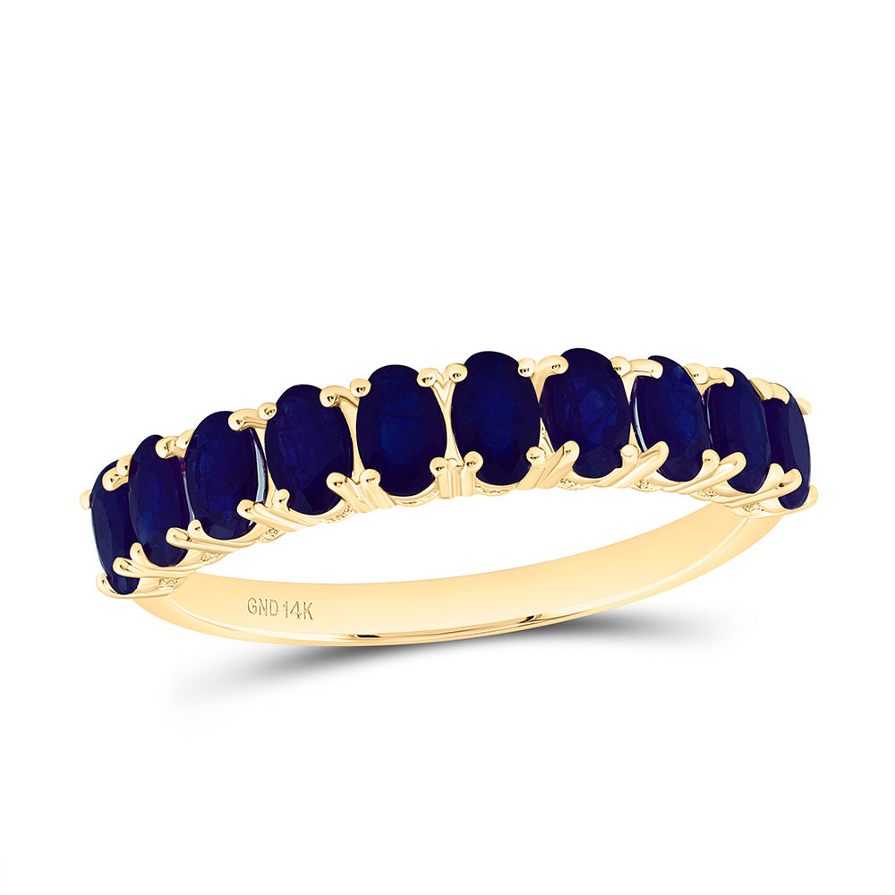 14K Yellow Gold 1 5/8Ctw-Oval Blue Sapphire Natural Gem Ring
