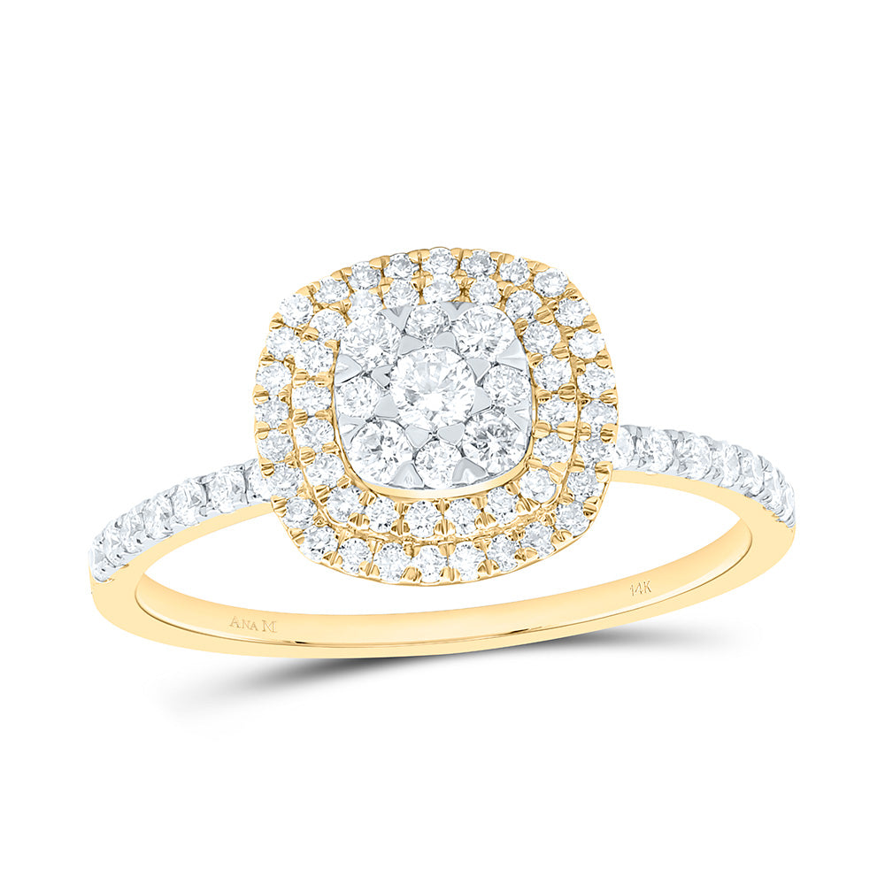 14K Yellow Or White Gold 5/8Cttw Natural Diamond Fashion Cushion Ring