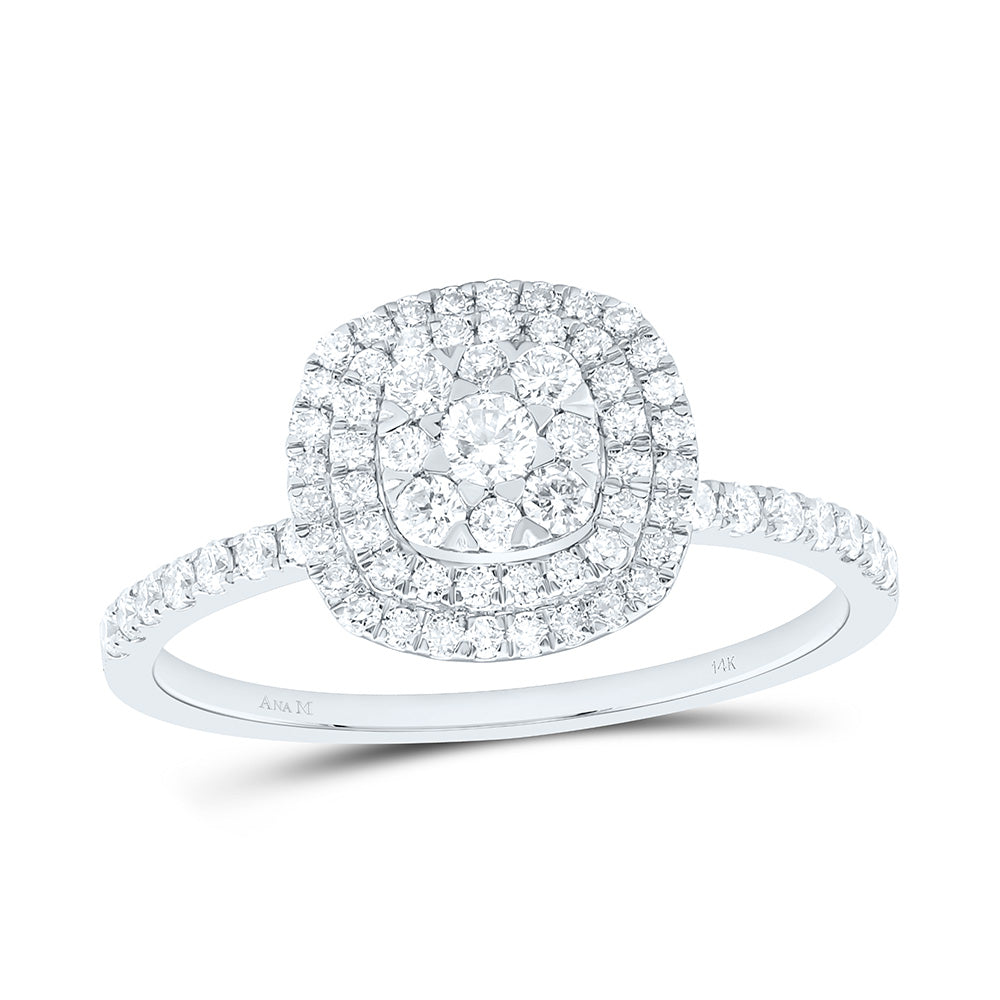 14K Yellow Or White Gold 5/8Cttw Natural Diamond Fashion Cushion Ring