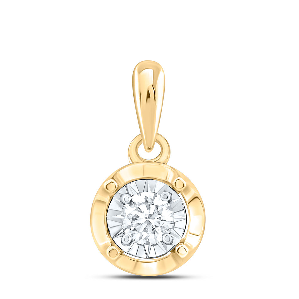 14K Yellow Or White Gold 1/10Cttw Natural Diamond Fashion Round Pendant