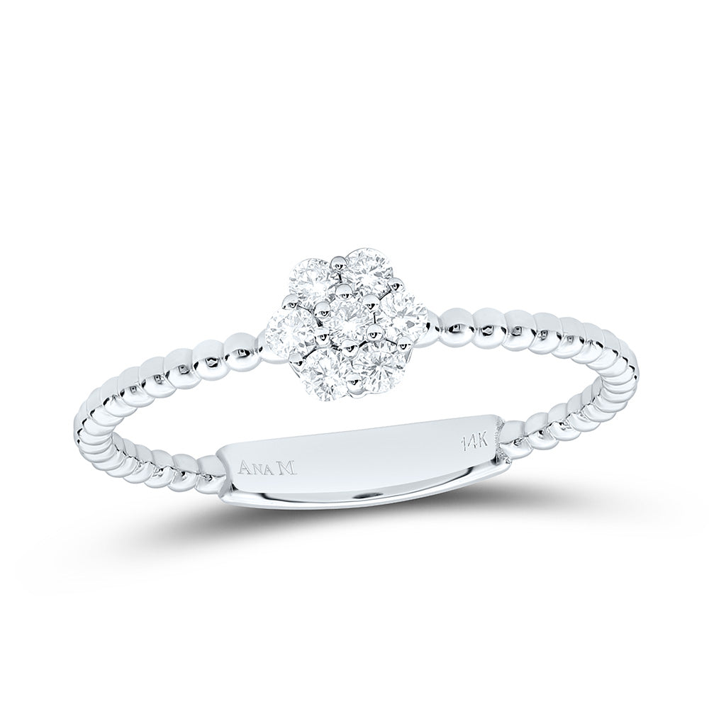 14K Yellow Gold 1/6Ctw Natural Diamond Ana M Fashion Flower Ring
