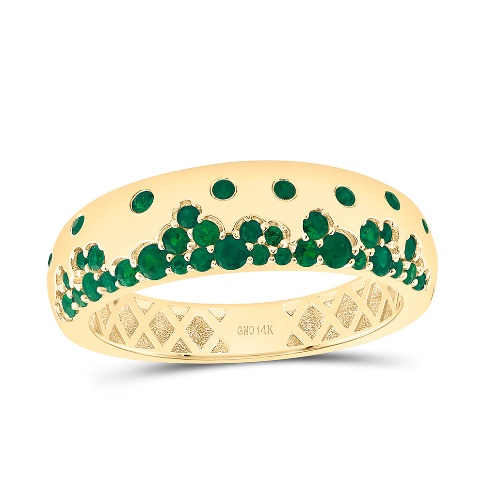 14K Yellow Or White Gold Round Gem Band