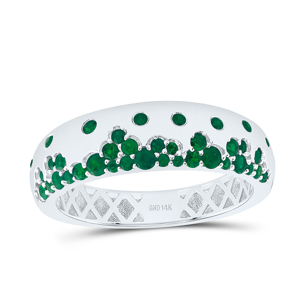 14K Yellow Or White Gold Round Gem Band