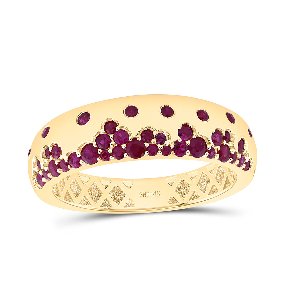 14K Yellow Or White Gold Round Gem Band