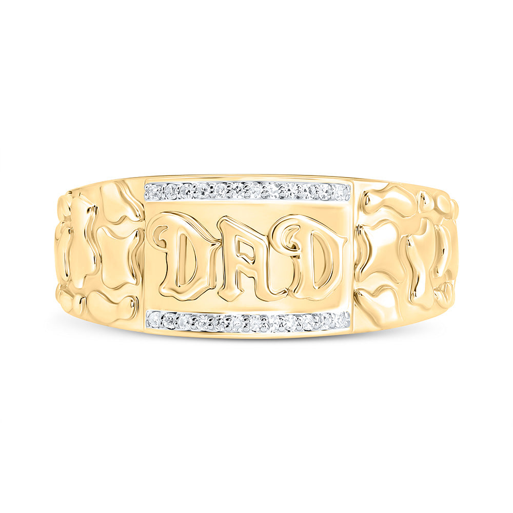 10K Yellow Gold 1/12Cttw Natural Diamond "Dad" Mens Ring
