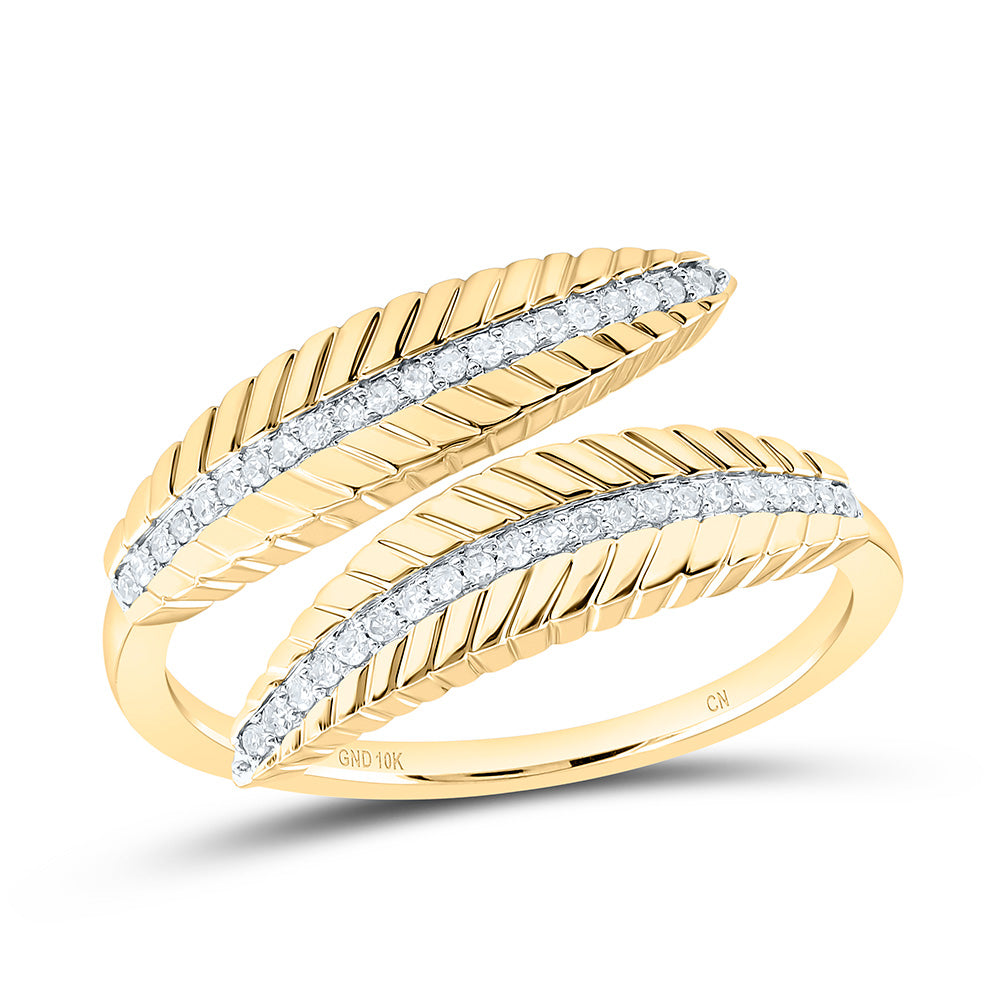 10K Yellow Or White Or Rose Gold 1/8Cttw Natural Diamond Cn Fashion Leaf Ring