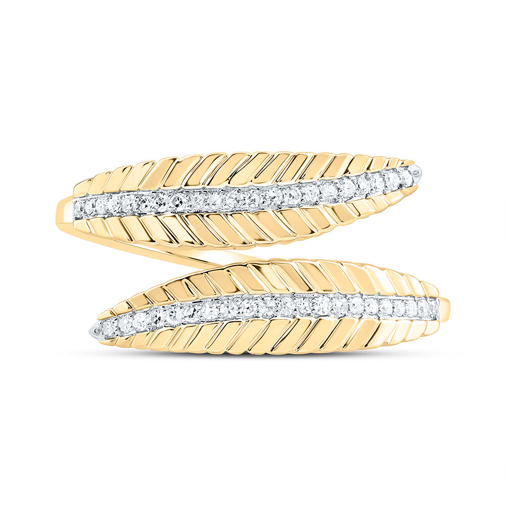 10K Yellow Or White Or Rose Gold 1/8Cttw Natural Diamond Cn Fashion Leaf Ring