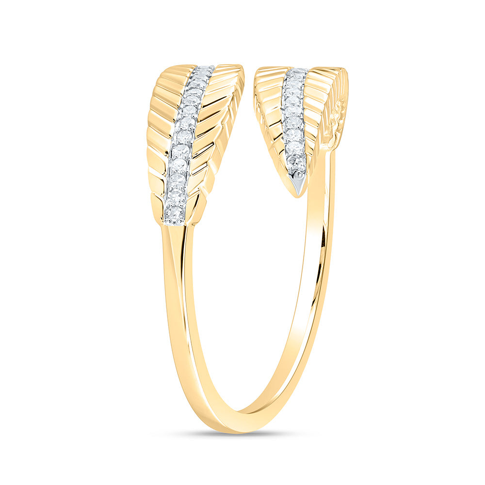 10K Yellow Or White Or Rose Gold 1/8Cttw Natural Diamond Cn Fashion Leaf Ring