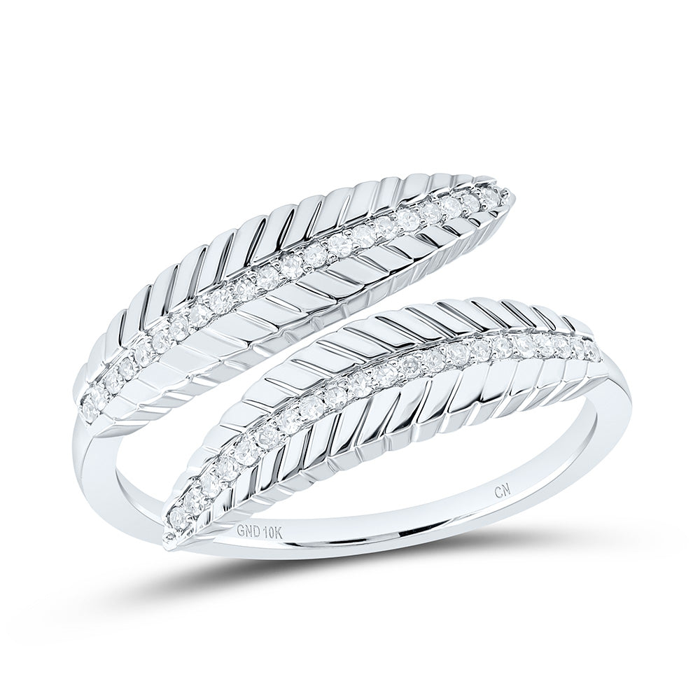 10K Yellow Or White Or Rose Gold 1/8Cttw Natural Diamond Cn Fashion Leaf Ring