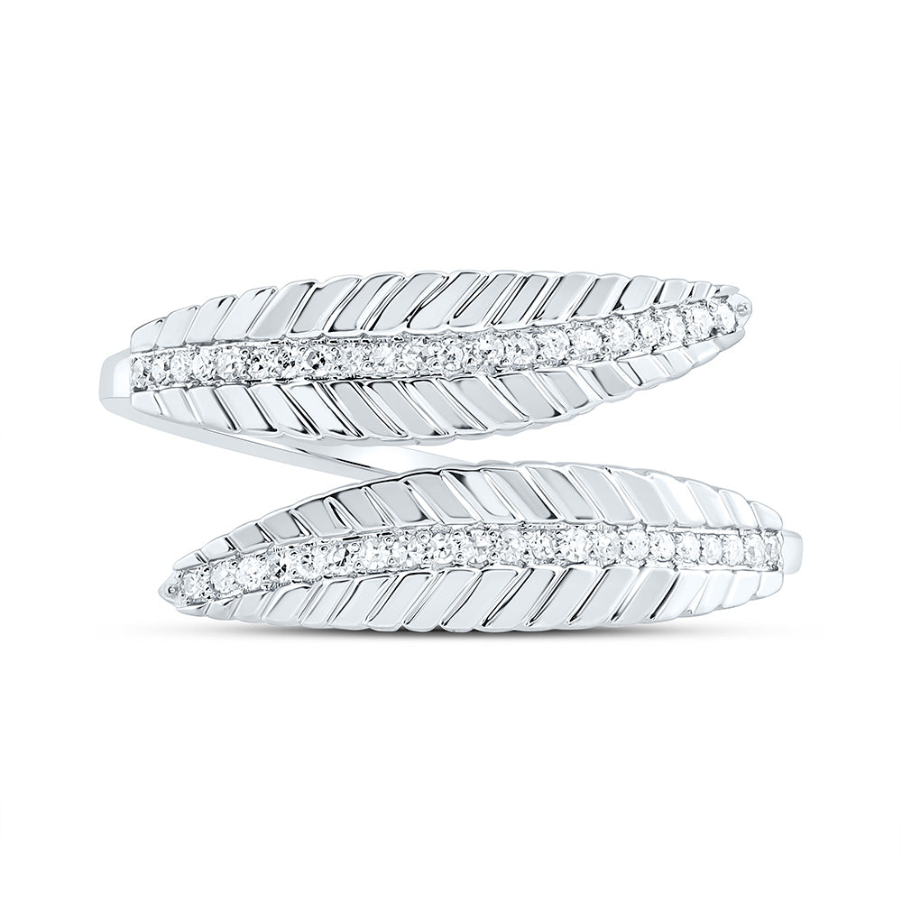 10K Yellow Or White Or Rose Gold 1/8Cttw Natural Diamond Cn Fashion Leaf Ring