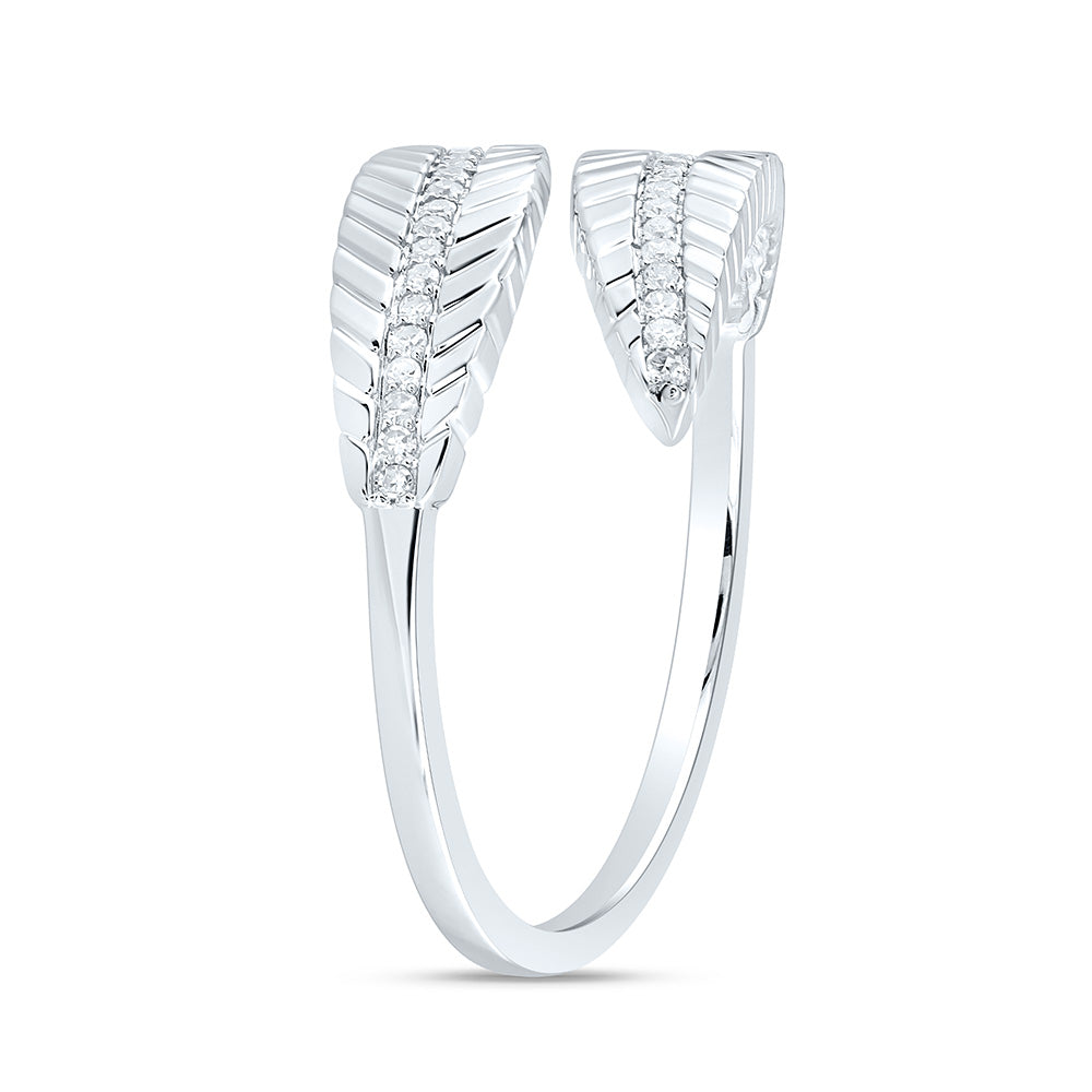 10K Yellow Or White Or Rose Gold 1/8Cttw Natural Diamond Cn Fashion Leaf Ring