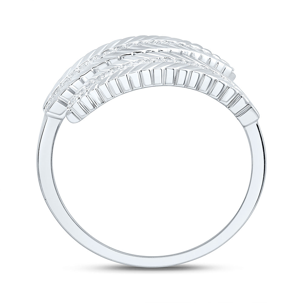 10K Yellow Or White Or Rose Gold 1/8Cttw Natural Diamond Cn Fashion Leaf Ring