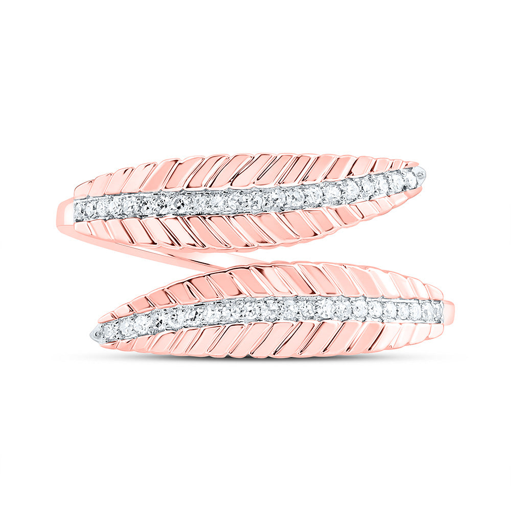 10K Yellow Or White Or Rose Gold 1/8Cttw Natural Diamond Cn Fashion Leaf Ring