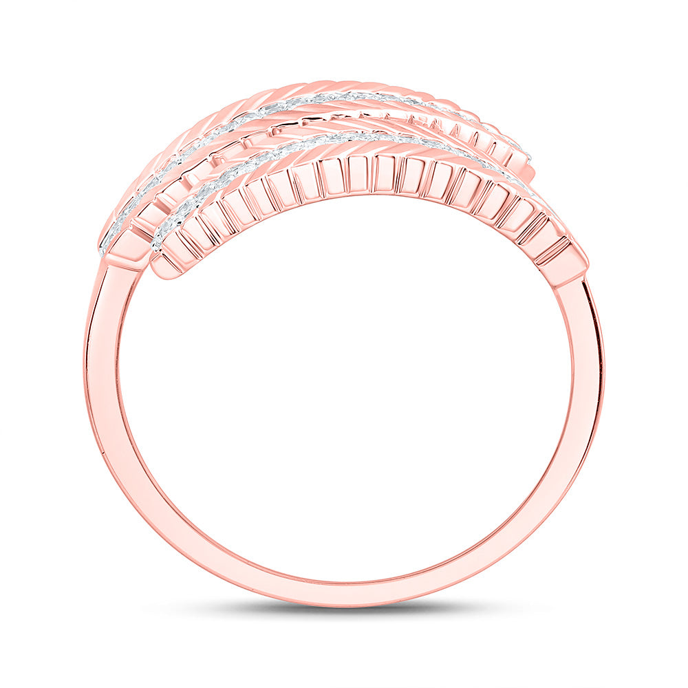 10K Yellow Or White Or Rose Gold 1/8Cttw Natural Diamond Cn Fashion Leaf Ring