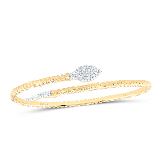 14K Yellow Gold 1/4Ctw Natural Diamond Cn Fashion Snake Bangle (65X55Mm)