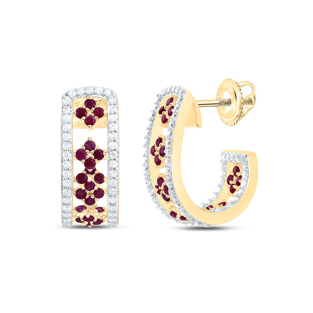 14K Yellow Or White Gold 1/2Cttw Natural Diamond  Round Gem Hoop Earring