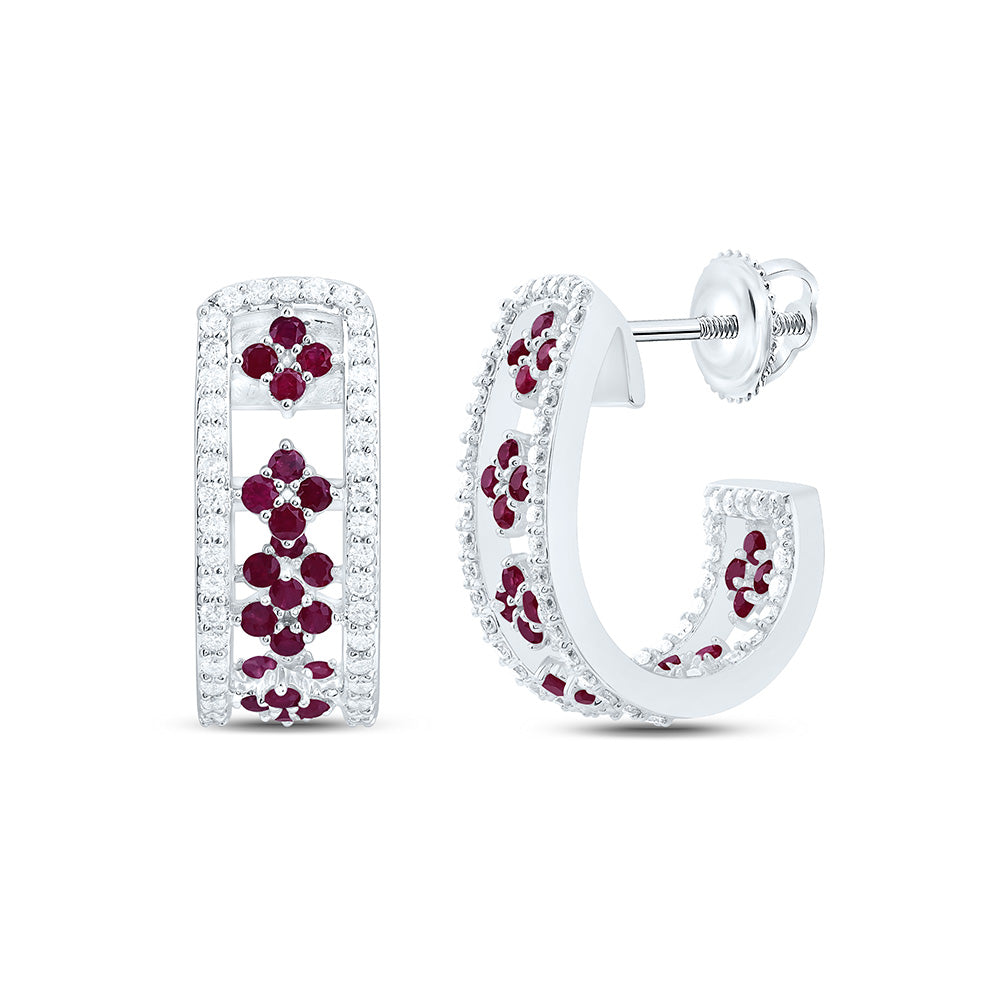 14K Yellow Or White Gold 1/2Cttw Natural Diamond  Round Gem Hoop Earring
