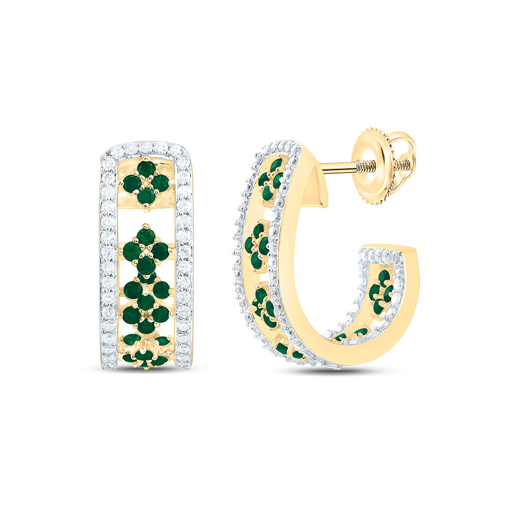 14K Yellow Or White Gold 1/2Cttw Natural Diamond  Round Gem Hoop Earring
