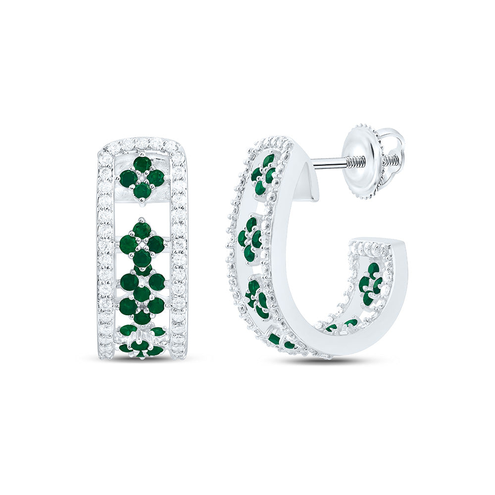 14K Yellow Or White Gold 1/2Cttw Natural Diamond  Round Gem Hoop Earring