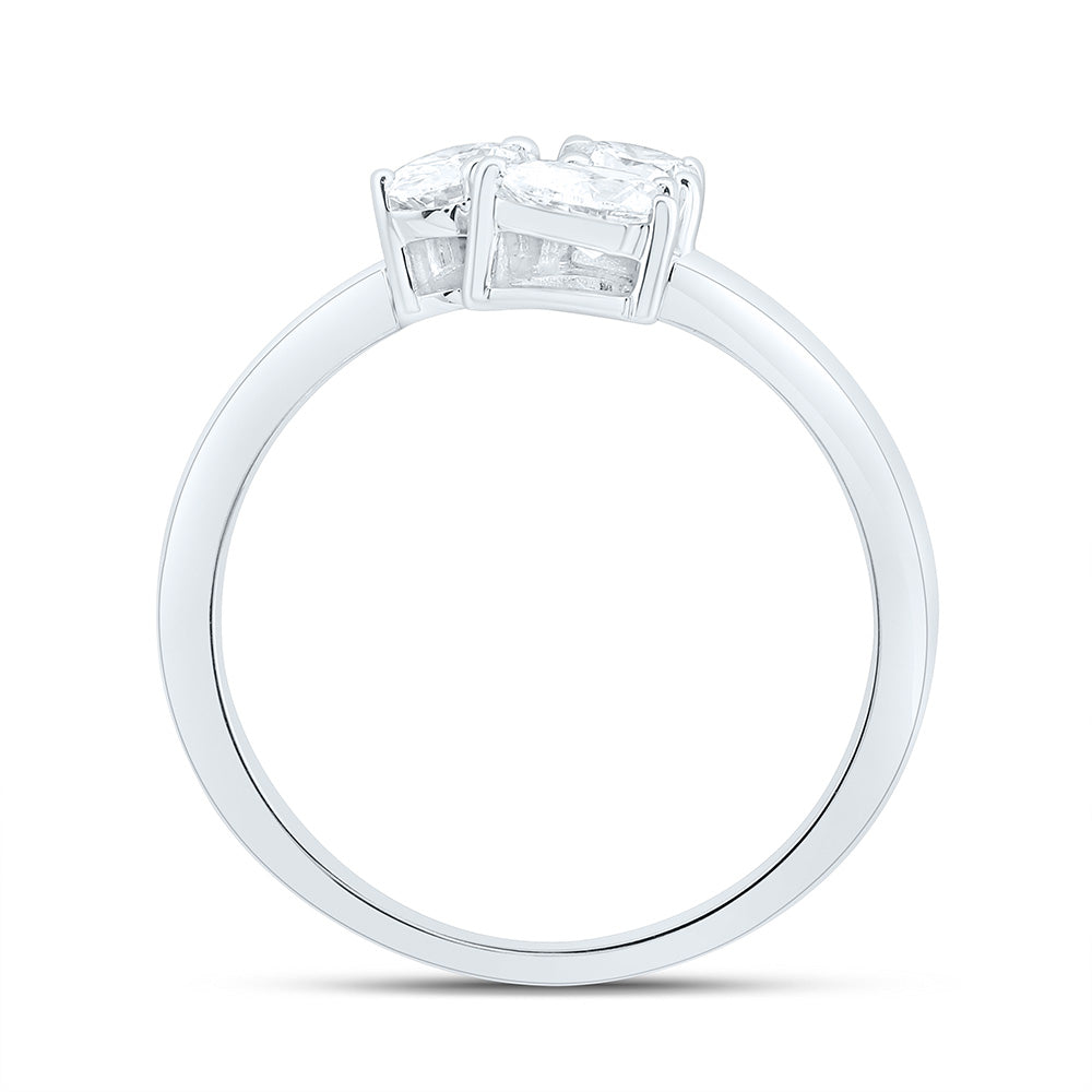 14K Yellow Or White Gold 3/4 Cttw Natural Diamond I1 IJ 1/4 Cttw Center Round, 1/4 Cttw Pear, 1/4 Cttw Oval, 3 Stone Bridal Anniversary Wedding Engagement Band Ring