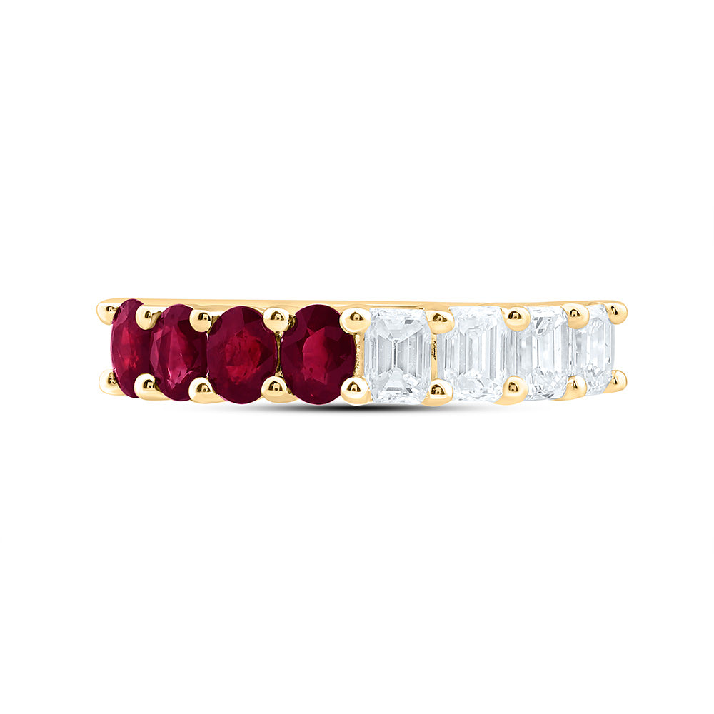 14K Yellow Gold Natural Diamond 3/4Ct Oval Gem Band