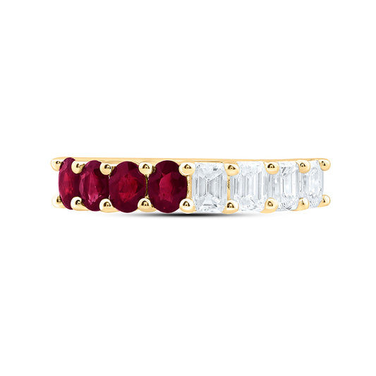 14K Yellow Gold Natural Diamond 3/4Ct Oval Gem Band