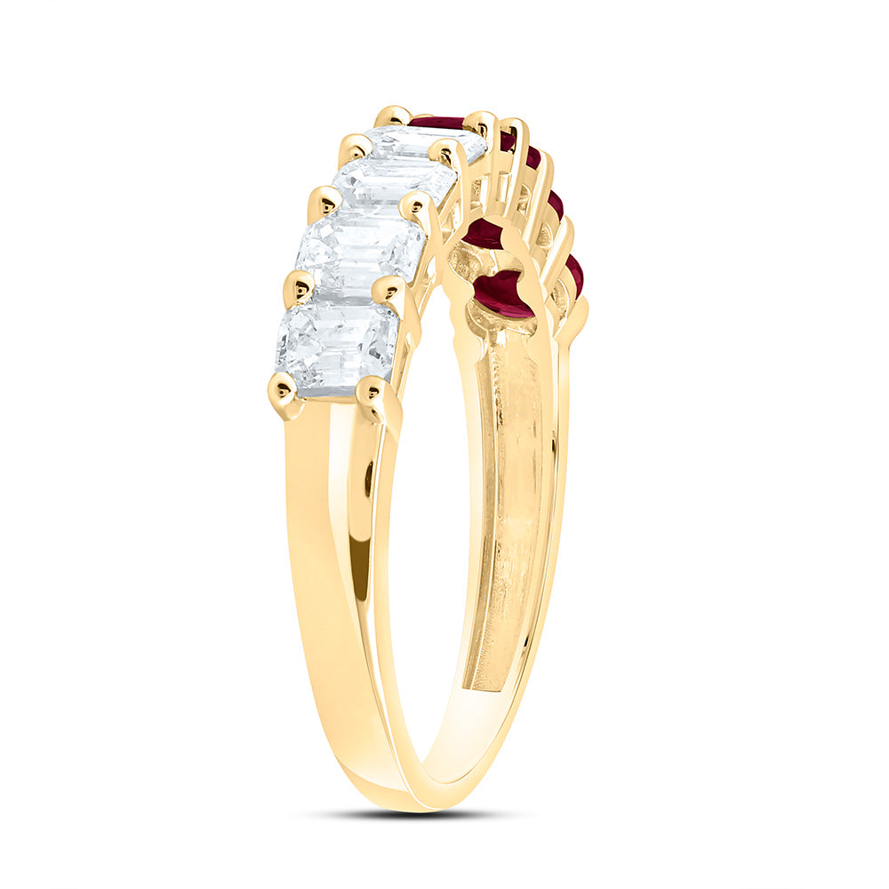 14K Yellow Gold Natural Diamond 3/4Ct Oval Gem Band