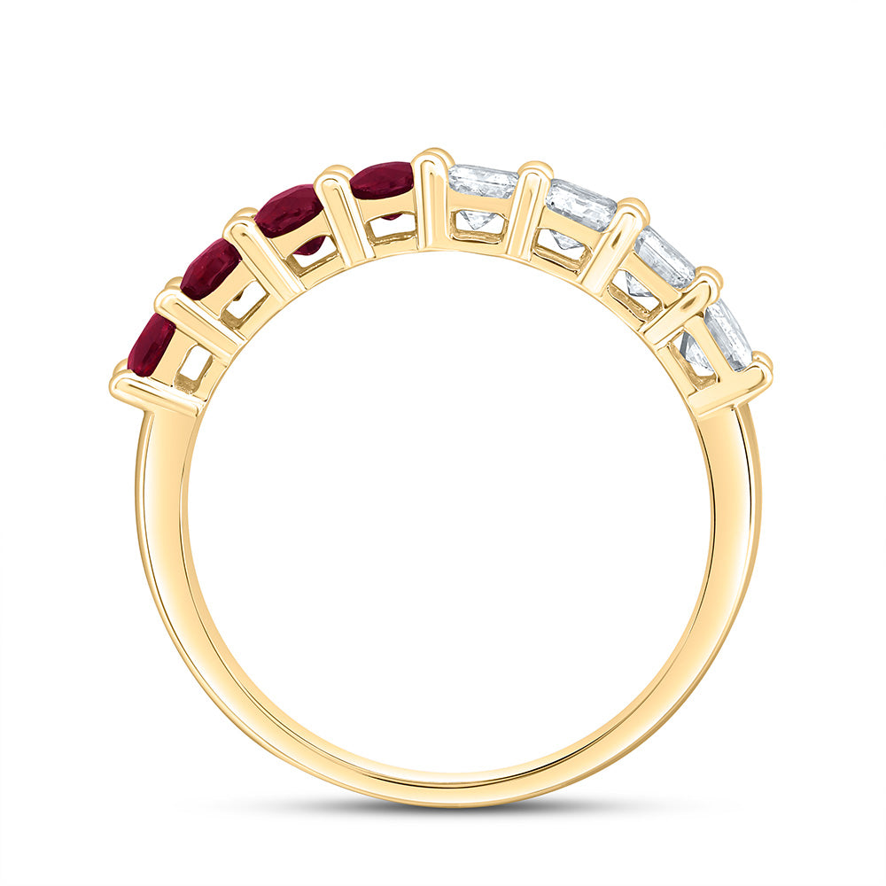 14K Yellow Gold Natural Diamond 3/4Ct Oval Gem Band