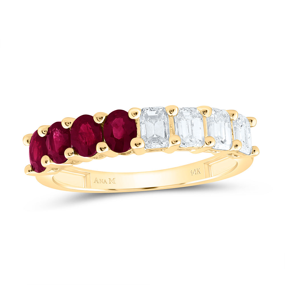 14K Yellow Gold Natural Diamond 3/4Ct Oval Gem Band
