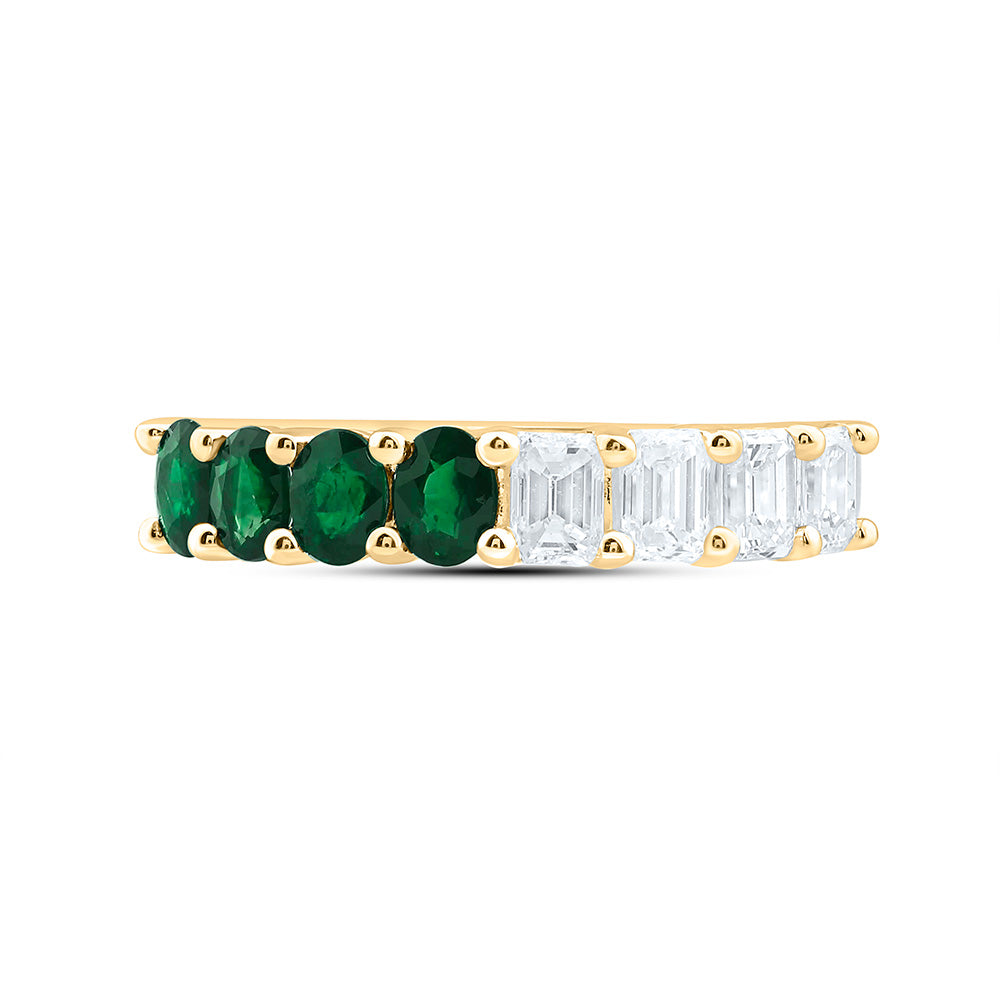 14K Yellow Gold Natural Diamond 3/4Ct Oval Gem Band