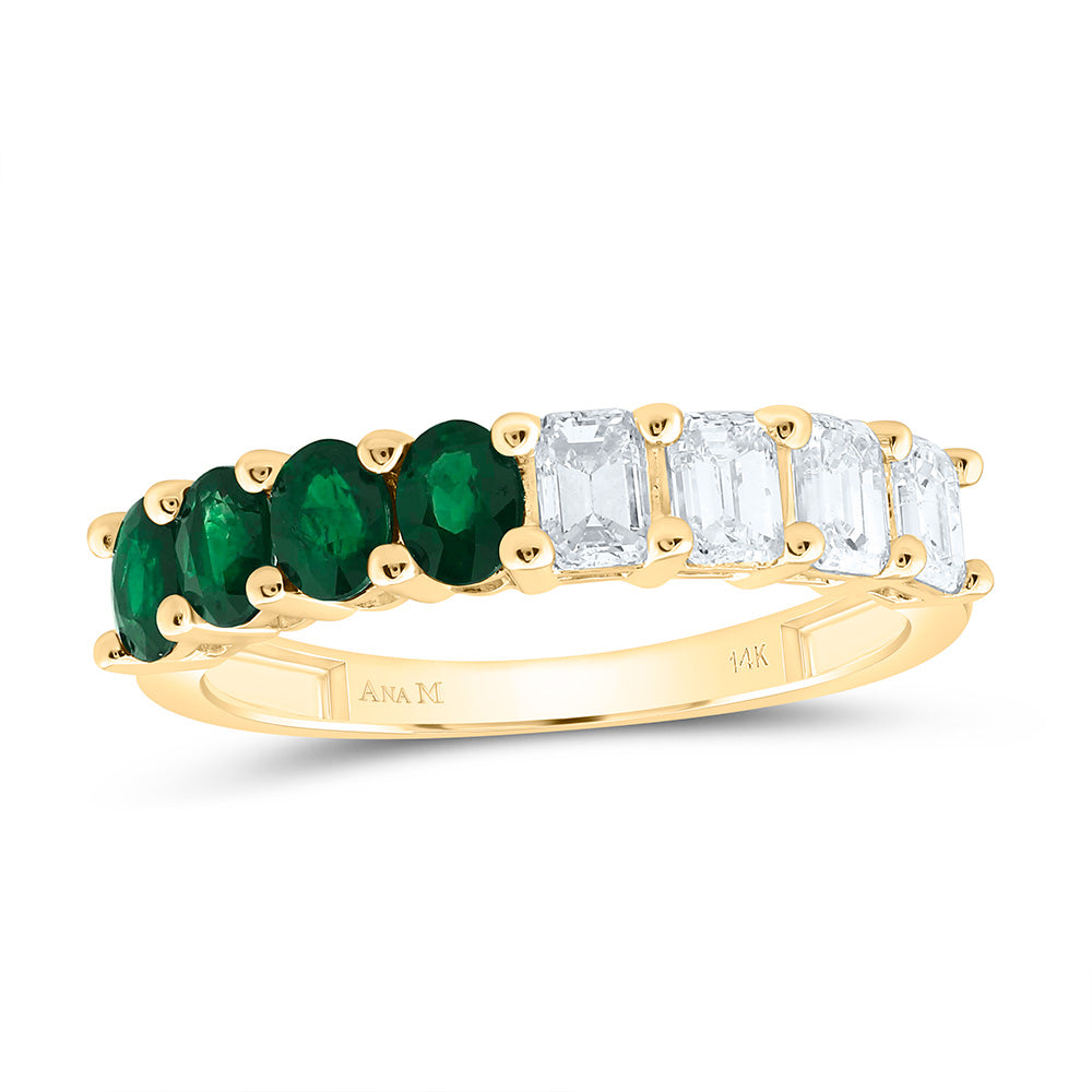 14K Yellow Gold Natural Diamond 3/4Ct Oval Gem Band