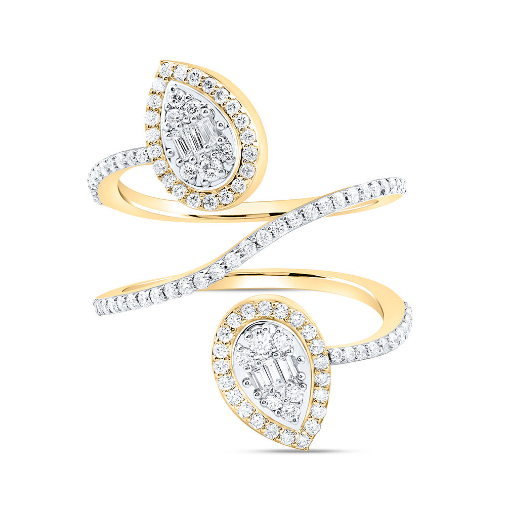 14K Yellow Or White Or Rose Gold 3/4Cttw Natural Diamond Fashion Pear Ring