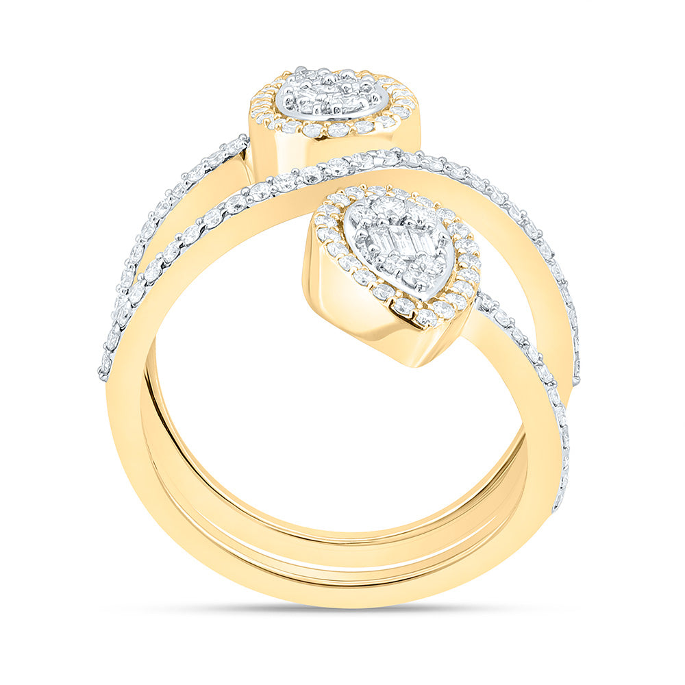 14K Yellow Or White Or Rose Gold 3/4Cttw Natural Diamond Fashion Pear Ring