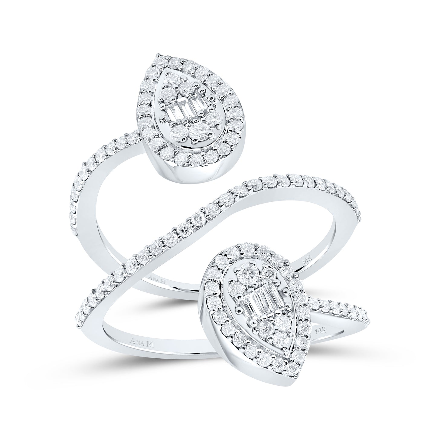 14K Yellow Or White Or Rose Gold 3/4Cttw Natural Diamond Fashion Pear Ring