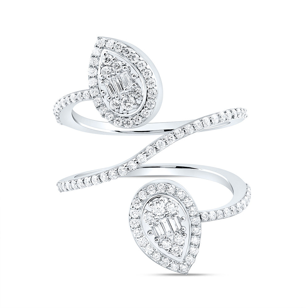 14K Yellow Or White Or Rose Gold 3/4Cttw Natural Diamond Fashion Pear Ring