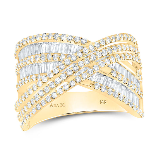14K Yellow Or White Gold 1 1/2Cttw Natural Diamond Fashion Criss Cross Ring