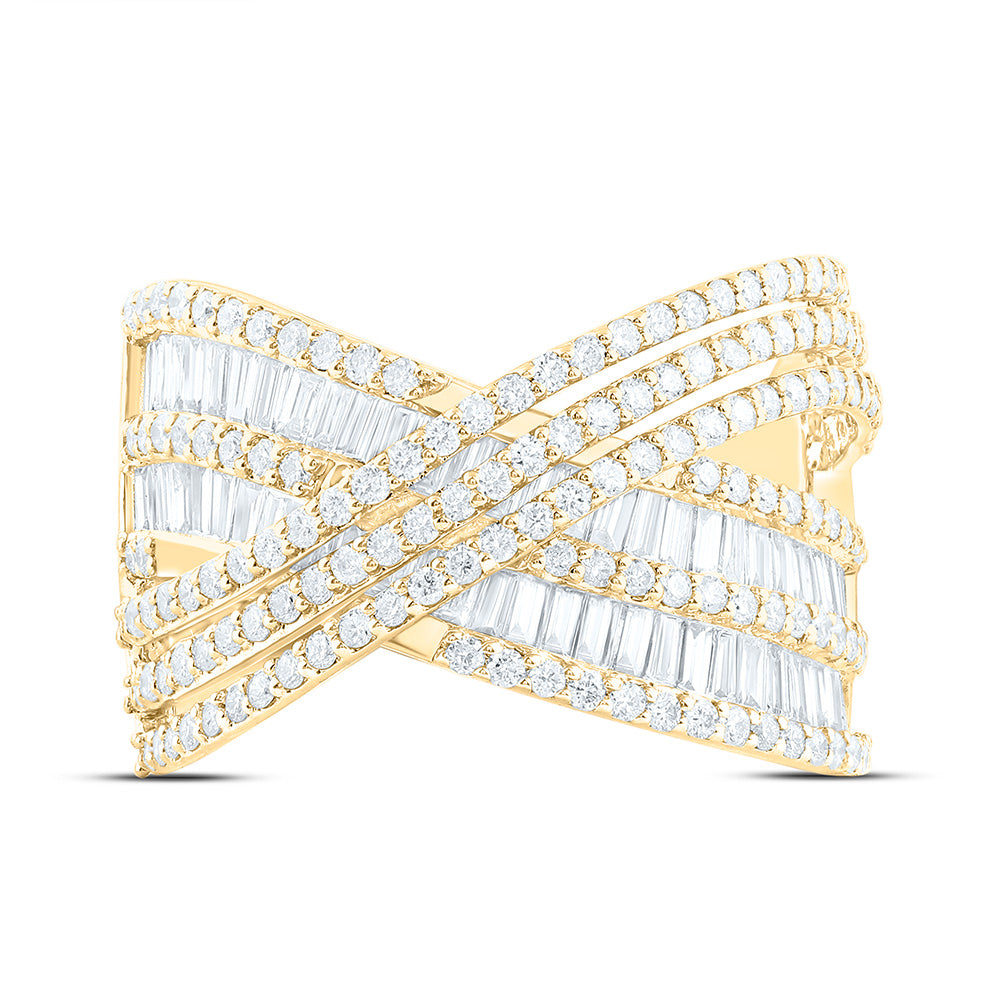 14K Yellow Or White Gold 1 1/2Cttw Natural Diamond Fashion Criss Cross Ring