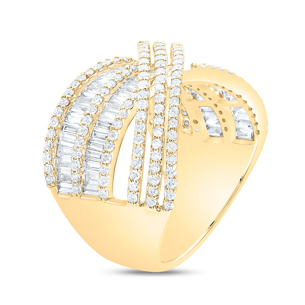 14K Yellow Or White Gold 1 1/2Cttw Natural Diamond Fashion Criss Cross Ring