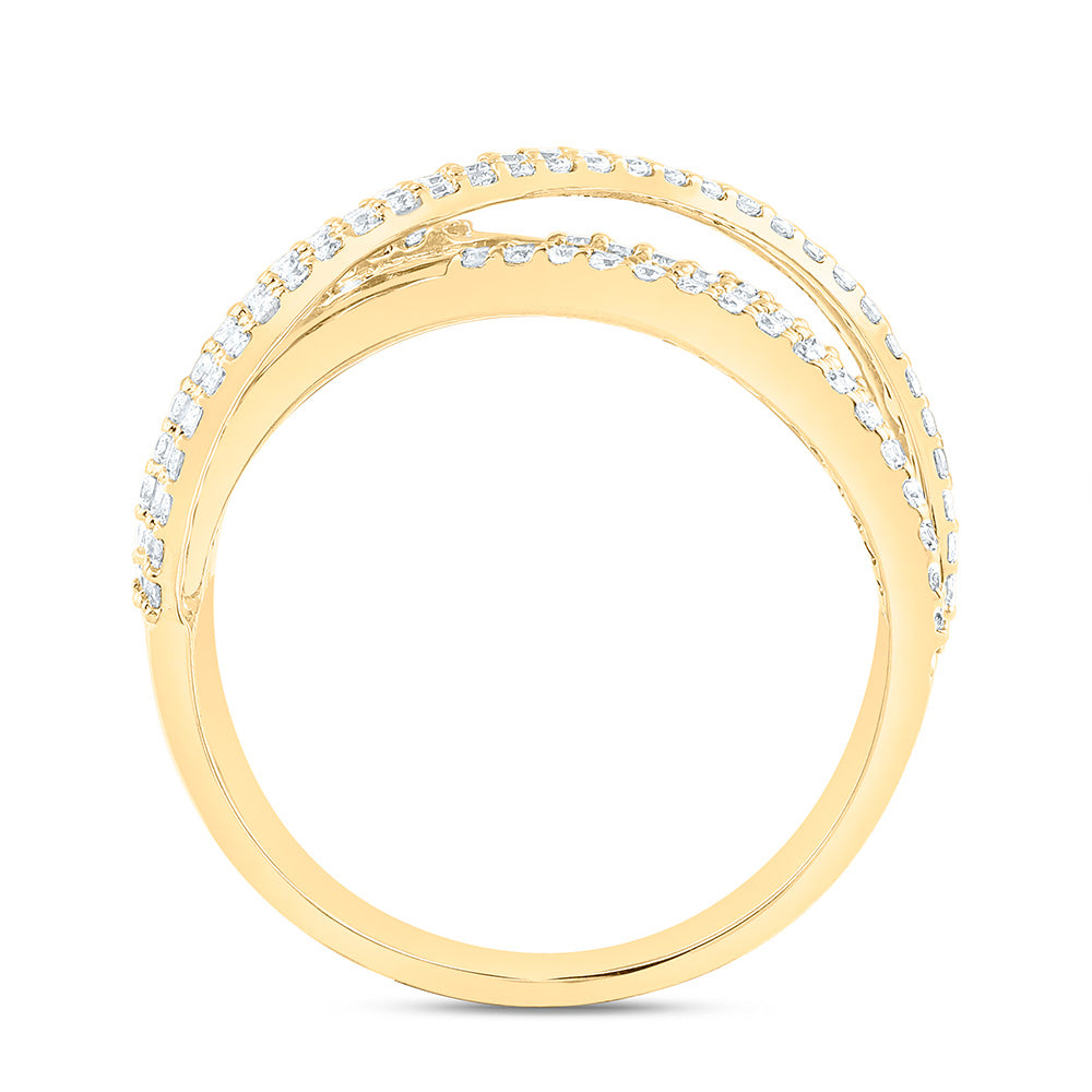 14K Yellow Or White Gold 1 1/2Cttw Natural Diamond Fashion Criss Cross Ring