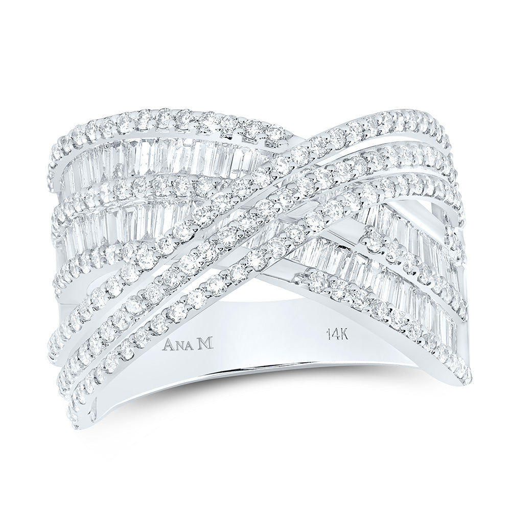 14K Yellow Or White Gold 1 1/2Cttw Natural Diamond Fashion Criss Cross Ring
