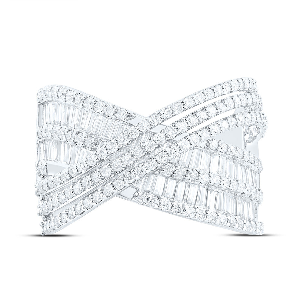 14K Yellow Or White Gold 1 1/2Cttw Natural Diamond Fashion Criss Cross Ring