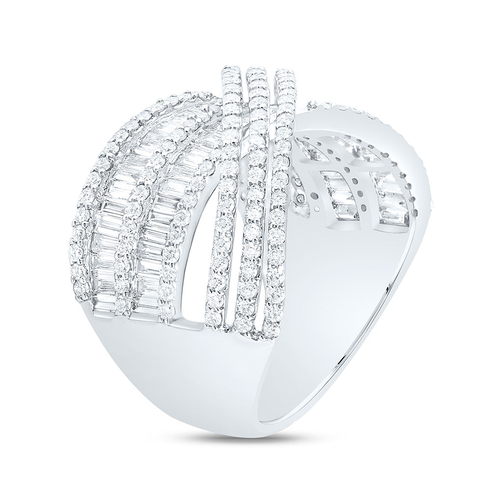 14K Yellow Or White Gold 1 1/2Cttw Natural Diamond Fashion Criss Cross Ring